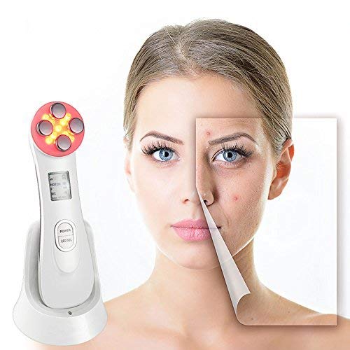 Dispositivo de belleza, masaje y mesoterapia por ultrasonido con 6 modos y luz led, recargable mediante USB, para tratamiento de arrugas, acné y rejuvenecimiento con iones y protones