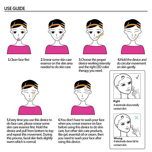 Dispositivo de belleza, masaje y mesoterapia por ultrasonido con 6 modos y luz led, recargable mediante USB, para tratamiento de arrugas, acné y rejuvenecimiento con iones y protones