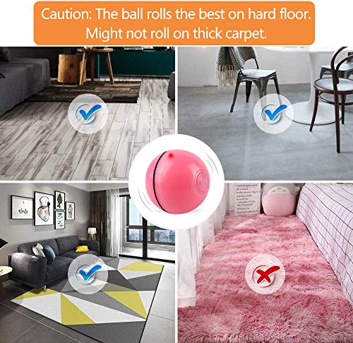 DIWUJI Bola de Gato, Juguetes para Gatos Pelotas, Carga USB Bola Giratoria Automática, Bola Eléctrica de 360 Grados Juguete Interactivo con luz LED para Ejercicio Animal Doméstico Gatos (Rosado)