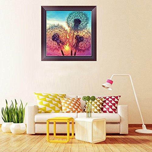 DIY 5D - Kit de pintura de diamante por número de diente de león, taladro completo, estrás bordado de punto de cruz, imágenes para manualidades para decoración de la pared del hogar, 30 x 30 cm