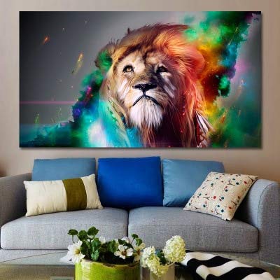 DIY Pintar por números Personalidad creativa pintado león pintura animal pintura decorativa pintura de lienzo por números para adultos Con pincel y pintura acrílica pintura pa40x60cm(Sin marco)