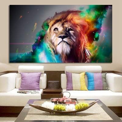 DIY Pintar por números Personalidad creativa pintado león pintura animal pintura decorativa pintura de lienzo por números para adultos Con pincel y pintura acrílica pintura pa40x60cm(Sin marco)