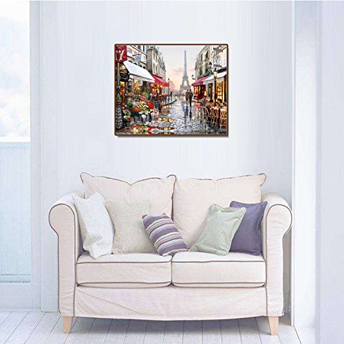 DIY pintura al óleo Lienzo por números con pintura acrílica para el hogar Salón Decoración de la decoración de la imagen de la oficina - pintura por números Pairs Street (40 x 50 cm/15.75 x 19.69 in)