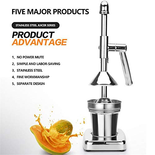 DIYARTS Exprimidor manual de acero inoxidable para el hogar Juicer de frutas Comercial Prensa cítrica sin pelar para uvas Limones Granadas Naranja