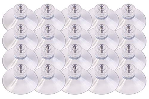 DIYexpert® 20 x ventosa Ø 50 mm con rosca M4 x 10 mm incluye tuercas moleteadas transparente – Fabricado en Alemania