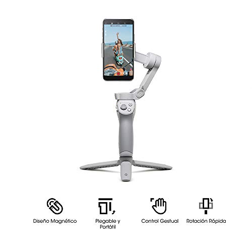 DJI OM 4 - Estabilizador de 3 Ejes para Smartphone, Diseño Magnético, Plegable y Portátil, DynamicZoom, CloneMe, Timelapse, Control Gestual, Modo Spin, Modo Story, Slow Motion, Panorama