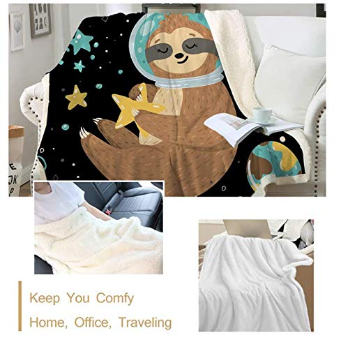 DJSK Ropa de Cama Outlet Sloth Blanket For Bed Cartoon Animal Manta de sofá de Cuatro Estaciones Planet Star Bedding Universe Espacio Exterior Sherpa 150 * 200CM