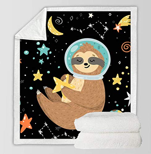 DJSK Ropa de Cama Outlet Sloth Blanket For Bed Cartoon Animal Manta de sofá de Cuatro Estaciones Planet Star Bedding Universe Espacio Exterior Sherpa 150 * 200CM