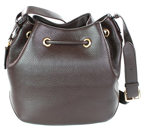 DKNY Donna Karan - Bolso bandolera de piel con cordón, color Marrón, talla Medium