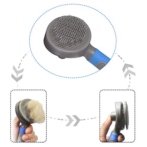 DMSL Cepillo para Gato Perro, Cepillo de Limpieza Peine Gatos para Pelo Muerto, Peine Perro Autolimpiante Quita Pelo Largo Corto Peine de Limpieza Masaje Cepillo para Mascotas