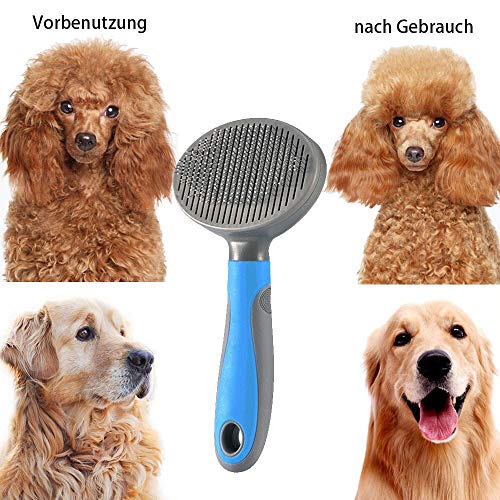 DMSL Cepillo para Gato Perro, Cepillo de Limpieza Peine Gatos para Pelo Muerto, Peine Perro Autolimpiante Quita Pelo Largo Corto Peine de Limpieza Masaje Cepillo para Mascotas