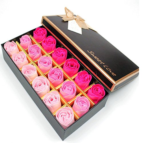 DMZK 18 Pcs Jabón Flor de Rosa con Caja de Regalo, Bodas, Regalos de cumpleaños, Regalos de San Valentín ect