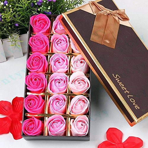 DMZK 18 Pcs Jabón Flor de Rosa con Caja de Regalo, Bodas, Regalos de cumpleaños, Regalos de San Valentín ect