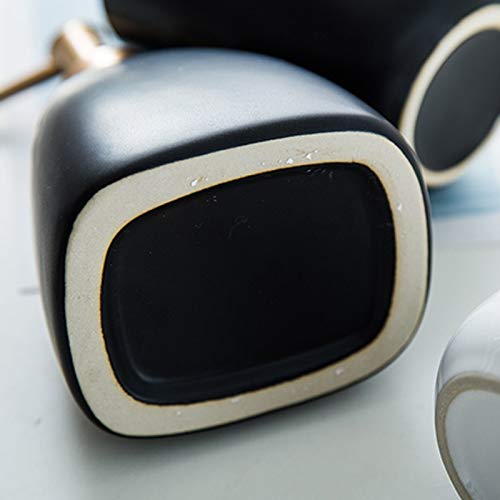 DNSJB Bomba Dispensadora De Líquido con Dispensador De Jabón De Cerámica, Botellas Cuadradas Recipientes para Jabón - Blanco/Negro (Color : Black)