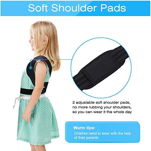 Doact Corrector de Postura Recta Soporte de Espalda con Hombreras Blandas y Cinturones Elásticos Ajustables para Niños y Adolescentes Cifosis, Encorvamiento del Pecho y Jorobado (M)