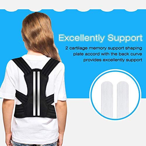 Doact Corrector de Postura Recta Soporte de Espalda con Hombreras Blandas y Cinturones Elásticos Ajustables para Niños y Adolescentes Cifosis, Encorvamiento del Pecho y Jorobado (M)