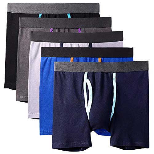 DODOMIAN Bóxers para Hombre Pack de 5 Ropa Interior de algodón elástico Calzoncillos Underwear (DNKD013, Large(Waist:36"-38"))