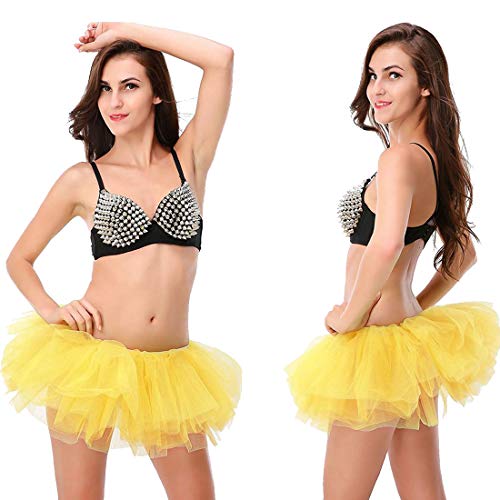DoGeek Falda Tutu Mujer Enaguas Cortas Tul Plisada Fiesta Tutu Ballet Amarillo