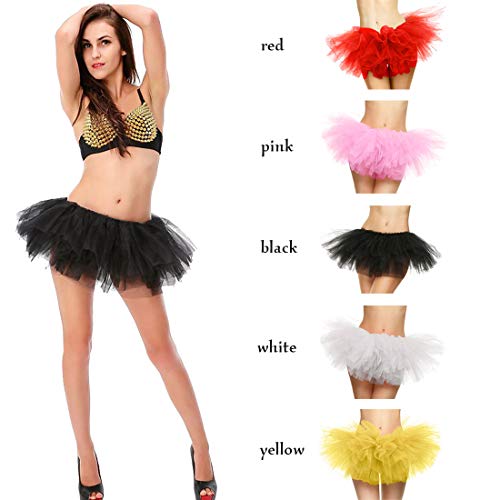 DoGeek Falda Tutu Mujer Enaguas Cortas Tul Plisada Fiesta Tutu Ballet Amarillo