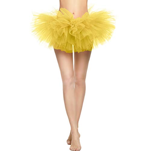 DoGeek Falda Tutu Mujer Enaguas Cortas Tul Plisada Fiesta Tutu Ballet Amarillo