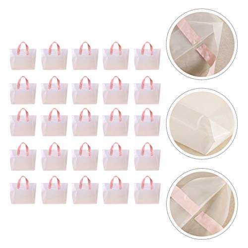 Doitool 50 Piezas de Bolsas de Plástico Transparente con Asas Bolsas de Mercancías Bolsas de Compras de Regalo Al por Menor Bolsas Reutilizables para Recuerdos de Fiestas de Supermercados