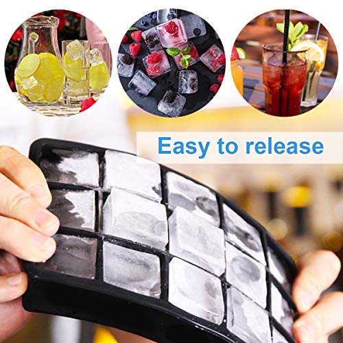Dokpav 2PCS 3.3 * 3.3cm- Bandeja de Cubitos de Hielo con Tapa, Bandeja del Cubo de Hielo, Bandejas para Hielo Silicona, Moldes de Silicona para Hielo, Bandeja de Hielo, Molde para Hielos, sin BPA