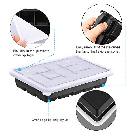 Dokpav 2PCS 3.3 * 3.3cm- Bandeja de Cubitos de Hielo con Tapa, Bandeja del Cubo de Hielo, Bandejas para Hielo Silicona, Moldes de Silicona para Hielo, Bandeja de Hielo, Molde para Hielos, sin BPA