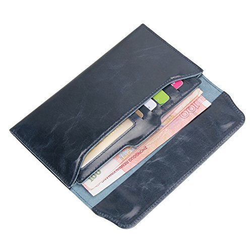 Domybest Nuevo Coreano Largo Mujer magnético, Tarjetero de Piel de Vaca Tarjeta de Trendy Monedero Embrague Bolso Azul Azul