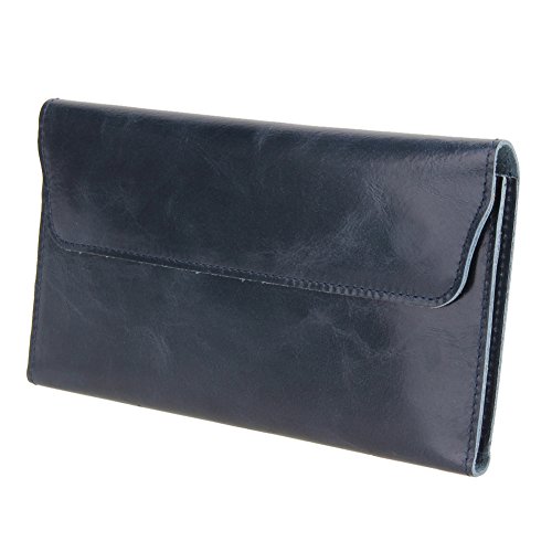 Domybest Nuevo Coreano Largo Mujer magnético, Tarjetero de Piel de Vaca Tarjeta de Trendy Monedero Embrague Bolso Azul Azul