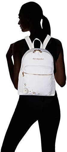 Don algodón Urban, Mochila de mujer flores, Blanco, 24x32x12 cm