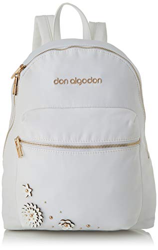 Don algodón Urban, Mochila de mujer flores, Blanco, 24x32x12 cm