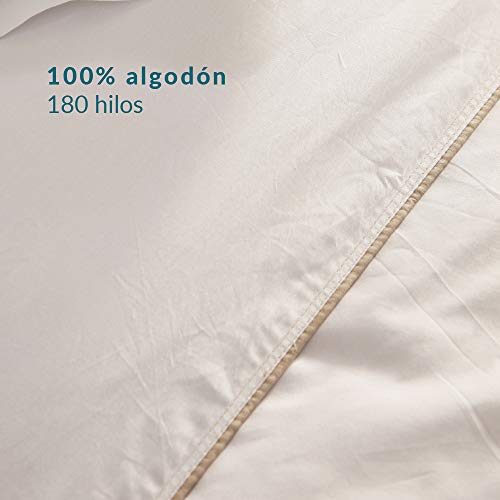Don Descanso - Sábana Encimera Algodón 100% Blanca con 180 Hilos para Camas 80/90 cm. Fácil Planchado y Lavable (30º). Fresca, Transpirable y Suave (Disponible Varios Tamaños)