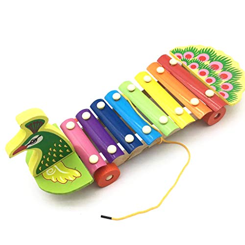 dongguan NUEEUDD Piano de Pavo Real de Madera, niños Niños Remolque de Pavo Real de Madera Piano Juguete de percusión Lindo y Colorido Educación de Aprendizaje temprano Instrumento de música Regalo