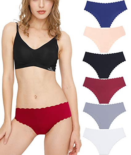 Donpapa Bragas para Mujer Pack sin Costuras Invisible Braguitas Microfibra Rayas Brief Bikini Culotte,Pack de 6 (Multicolor XS)