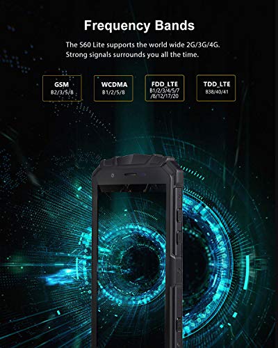 DOOGEE S60 Lite Móviles Todoterreno Resistentes 4G, Android 8.1 Movile Libre Antigolpes IP68 Impermeable 5,2 Pulgada Octa-Core 4GB+32GB, 5580mAh, 16.0MP+8.0M Cámara, Carga Inalámbrica NFC, Negro