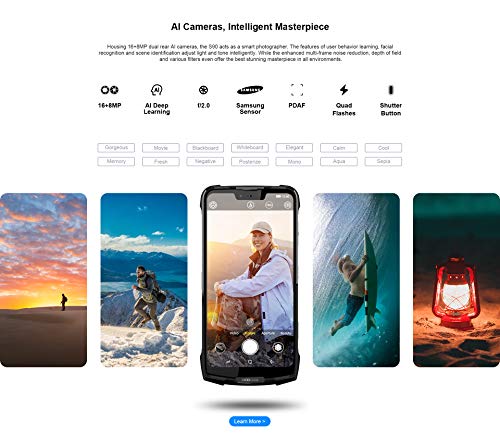 DOOGEE S90 Super - IP68/IP69K Impermeable Móvil Libre 4G Dual SIM (batería de 10050 mAh),Helio P60 Ocho Núcleos 6GB+128GB, Android 8.1, Pantalla de 6,18” FHD+, Cámara AI 16MP + 8MP - Naranja