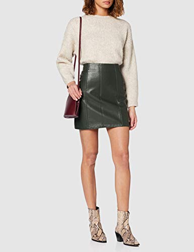 Dorothy Perkins PU Seam Detail Mini Skirt Falda, Verde (New Khaki 843), 46 (Talla del Fabricante: 18) para Mujer