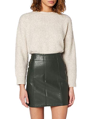 Dorothy Perkins PU Seam Detail Mini Skirt Falda, Verde (New Khaki 843), 46 (Talla del Fabricante: 18) para Mujer