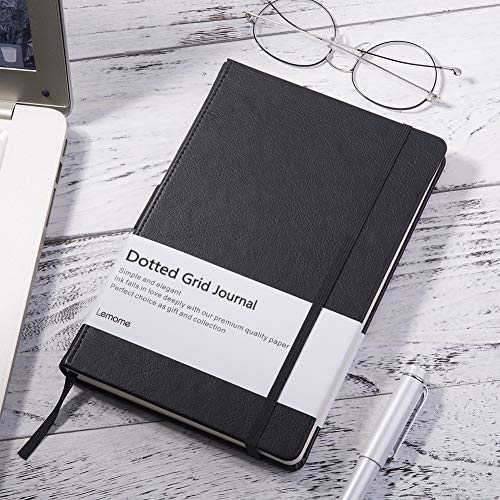 Dotted Journal / Cuaderno Punteado - Lemome A5 Cuaderno de Tapa Dura - Papel Grueso Premium - Página Dividers Gifts, Negro