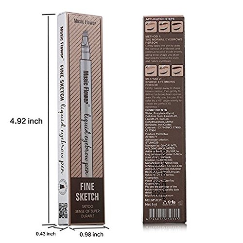 Doutree 2018 - Bolígrafo para cejas (gel impermeable de larga duración, 4 puntas, para maquillaje de ojos)