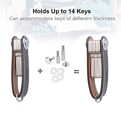 DPOB - Organizador de Llaves Compacto de Piel - Hecho de Cuero Duradero Mecanismo de Bloqueo Seguro - Llavero de diseño Inteligente y práctico - Abridor de Botellas Incluido (Cocoa)