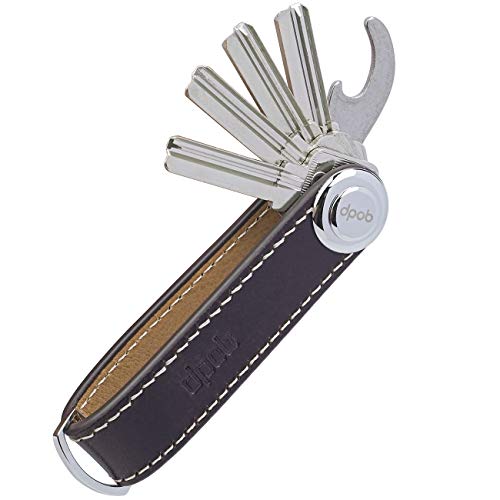 DPOB - Organizador de Llaves Compacto de Piel - Hecho de Cuero Duradero Mecanismo de Bloqueo Seguro - Llavero de diseño Inteligente y práctico - Abridor de Botellas Incluido (Cocoa)