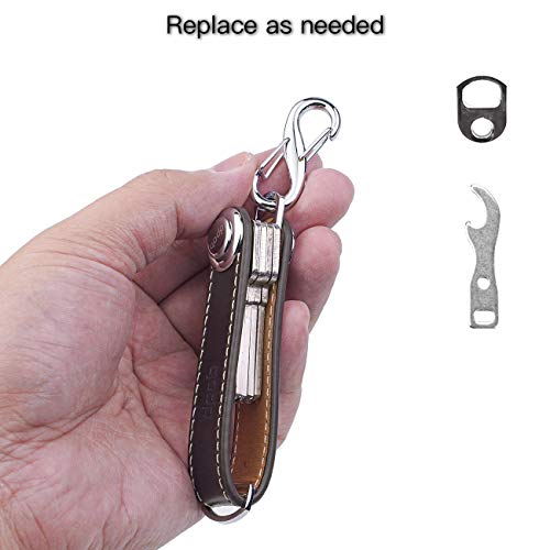 DPOB - Organizador de Llaves Compacto de Piel - Hecho de Cuero Duradero Mecanismo de Bloqueo Seguro - Llavero de diseño Inteligente y práctico - Abridor de Botellas Incluido (Cocoa)