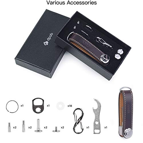 DPOB - Organizador de Llaves Compacto de Piel - Hecho de Cuero Duradero Mecanismo de Bloqueo Seguro - Llavero de diseño Inteligente y práctico - Abridor de Botellas Incluido (Cocoa)