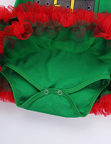 dPois Disfraz de Elfo Navidad para Bebé Niña Recién Nacido Mameluco con Falda Tutú Vestido de Fiesta Cosplay Manga Corta Ropa Navideña Conjunto Infantil Verde&Rojo 3-6 Meses
