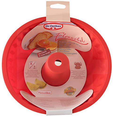 Dr. Oetker Flexxibel Hornear Redondo Platinum Rojo resiste-40ºC a 230ºC, 22x12cm, 1ud. Molde Bundt, Silicona, 22 cm