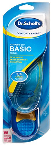 Dr. Scholl's - Plantillas básicas de gel para masajes (hombres 8-12, mujeres 6-10) // 3/4 pies de longitud cabe fácilmente en los zapatos