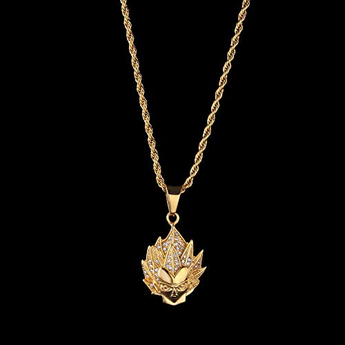 Dragon Ball Wukong - Colgante de acero inoxidable con diamantes de imitación Saiyan para preservar el color, galvanoplastia Goku Avatar regalo (dorado), joyería