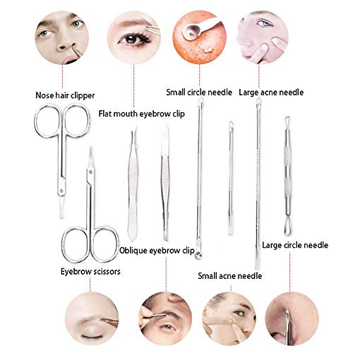Drametree Acero inoxidable Acné Aguja Acné Acné Exprimidor Aguja Ir Negro Pin Herramientas de cuidado de belleza Cejas y nariz Conjunto de cabello Herramienta de eliminación ideal hecha de acero quirú