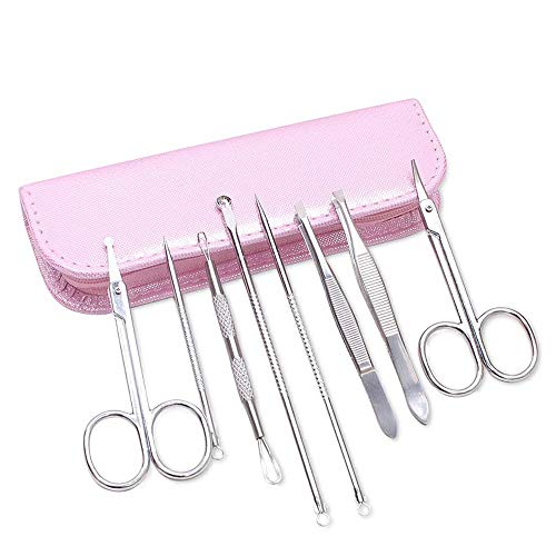 Drametree Acero inoxidable Acné Aguja Acné Acné Exprimidor Aguja Ir Negro Pin Herramientas de cuidado de belleza Cejas y nariz Conjunto de cabello Herramienta de eliminación ideal hecha de acero quirú
